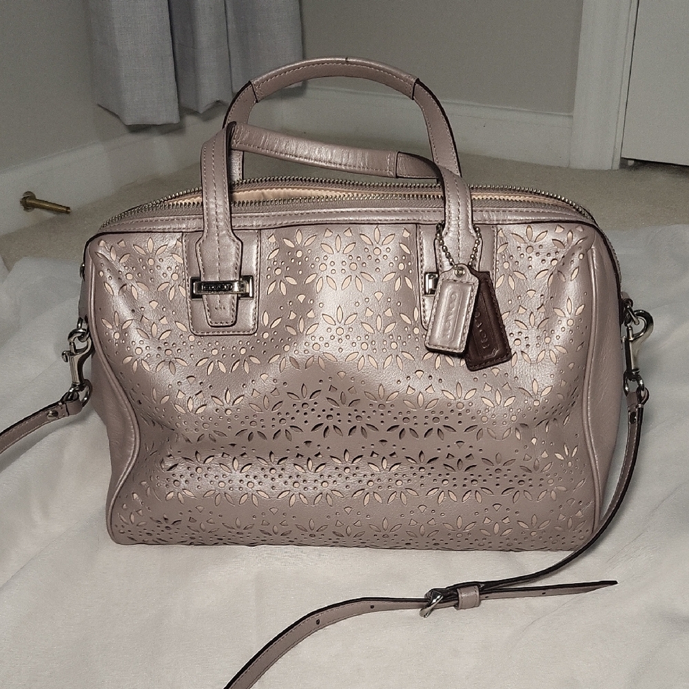 Coach Elegant Women's Handbag in Metallic Taupe
